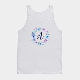 Floral Monogram A Icy Winter  Blossoms Tank Top